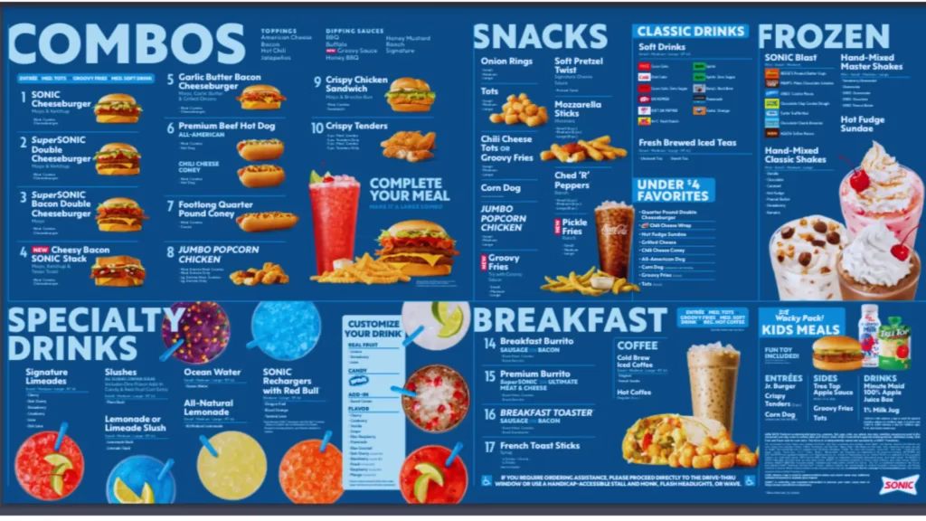 Sonic Snacks & Sides Menu